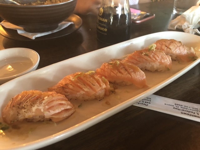 Delicious Salmon Belly sushi.