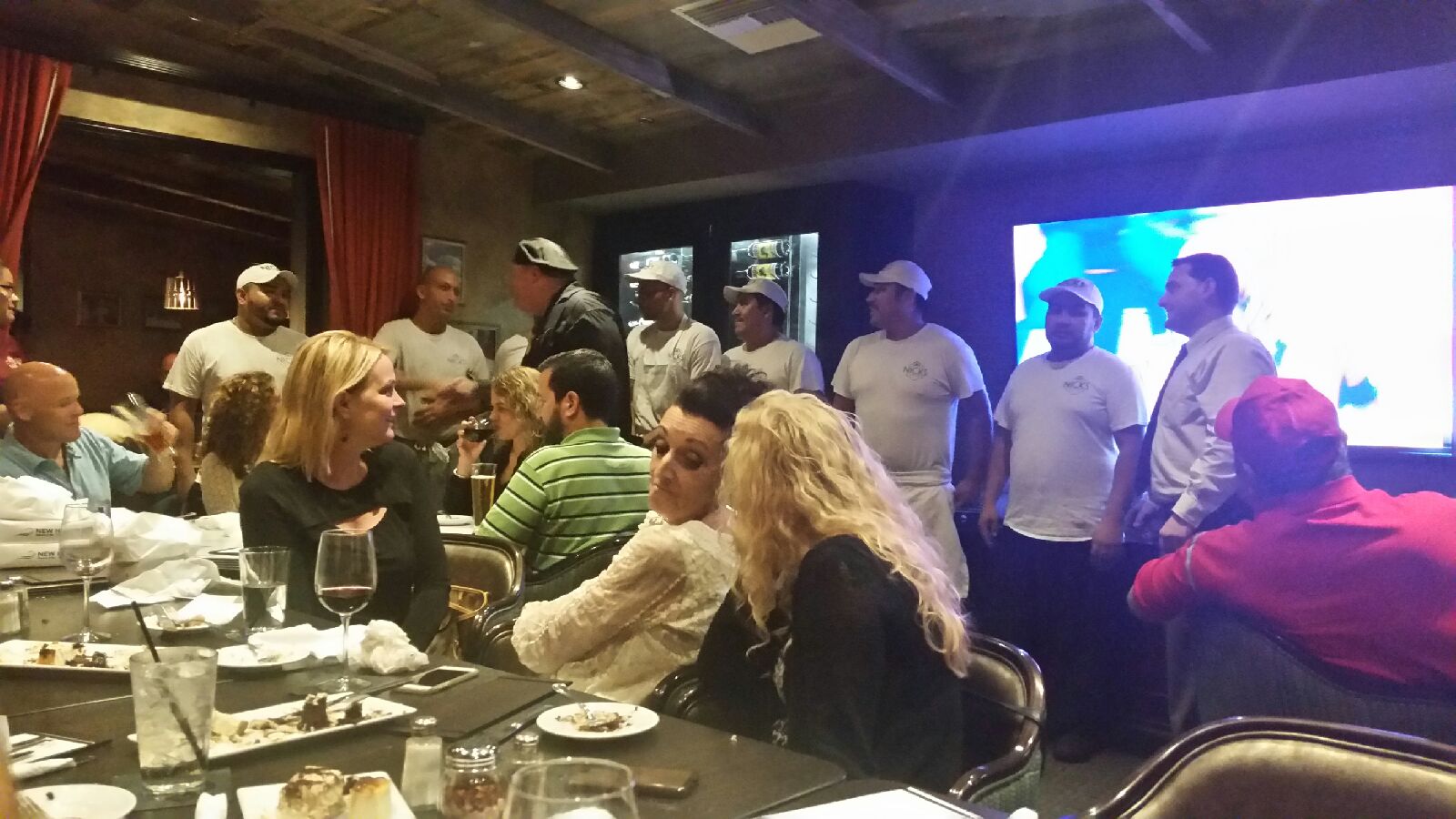 The Nick's cooks, manager, servers and dishwashers getting a round of applause after the meal. Great job! 