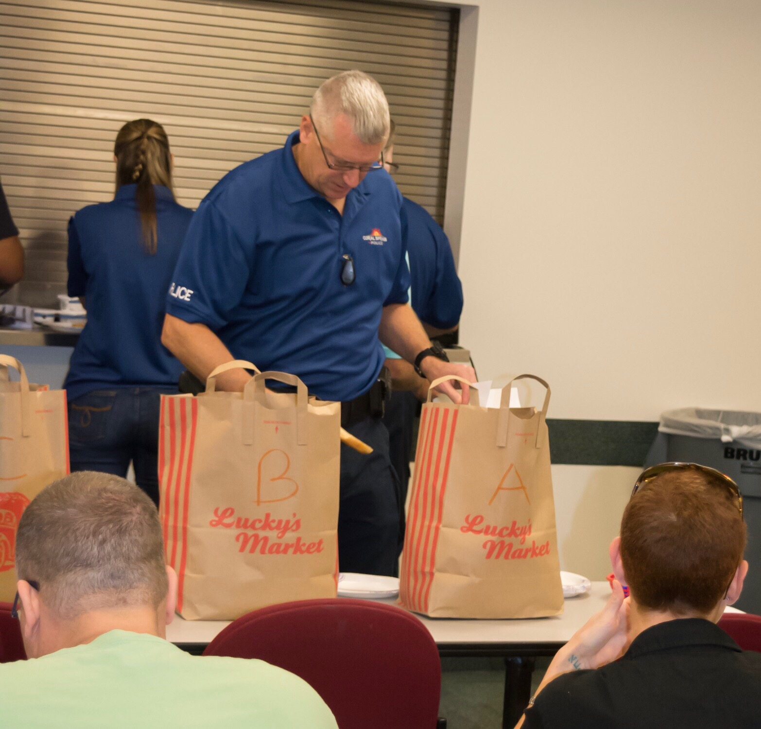 Coral Springs Police Officer Ray Kerner trying to find a winner. 