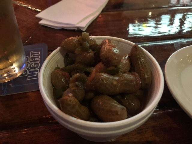 Free Cajun boiled peanuts when you sit at the bar.